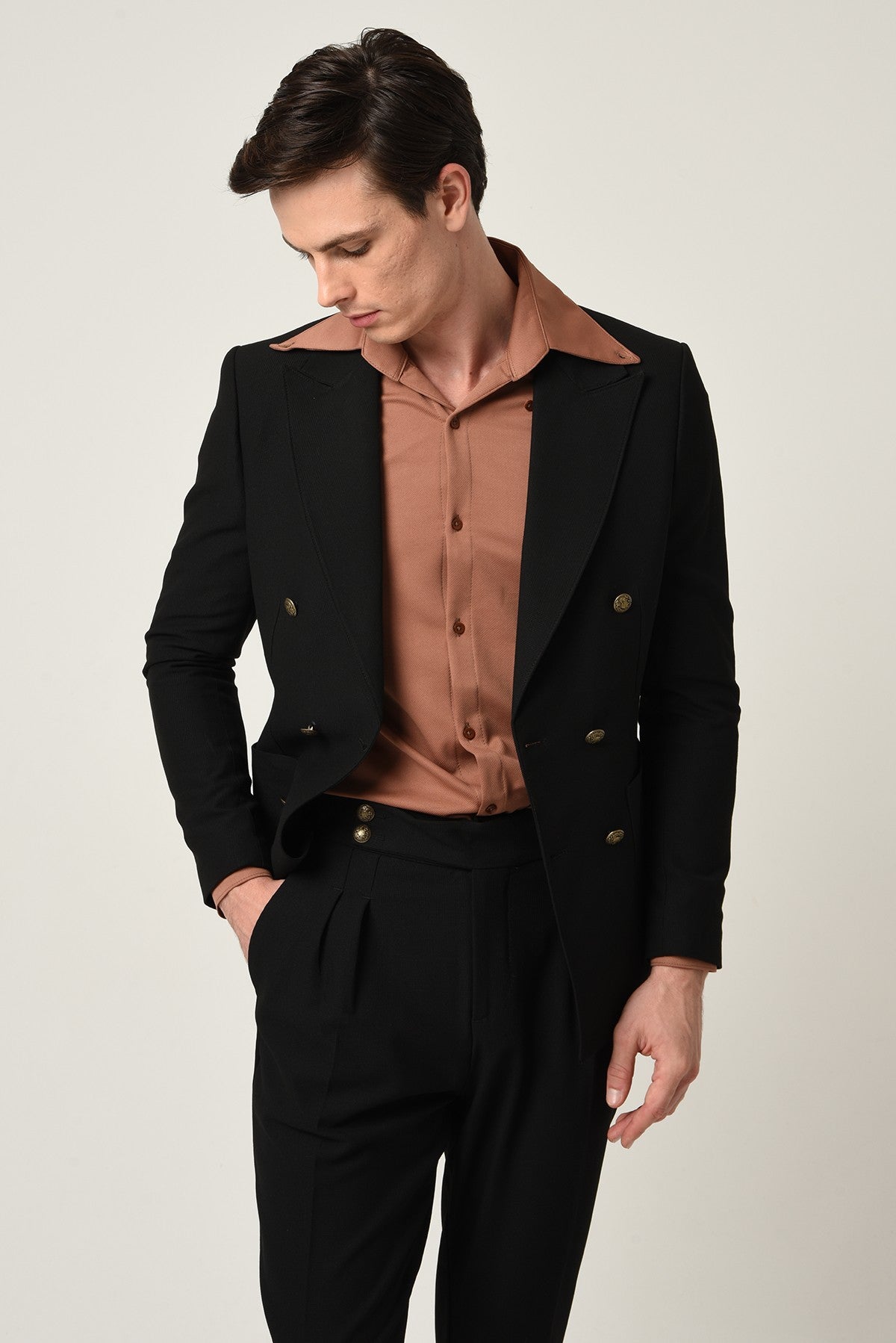 Antioch High-Waisted Pleated Pants with Side Buckles