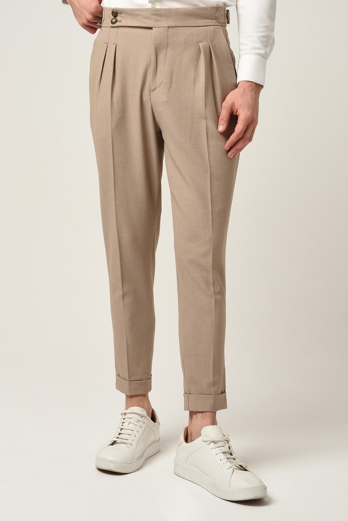 Antioch High-Waisted Pleated Pants with Side Buckles