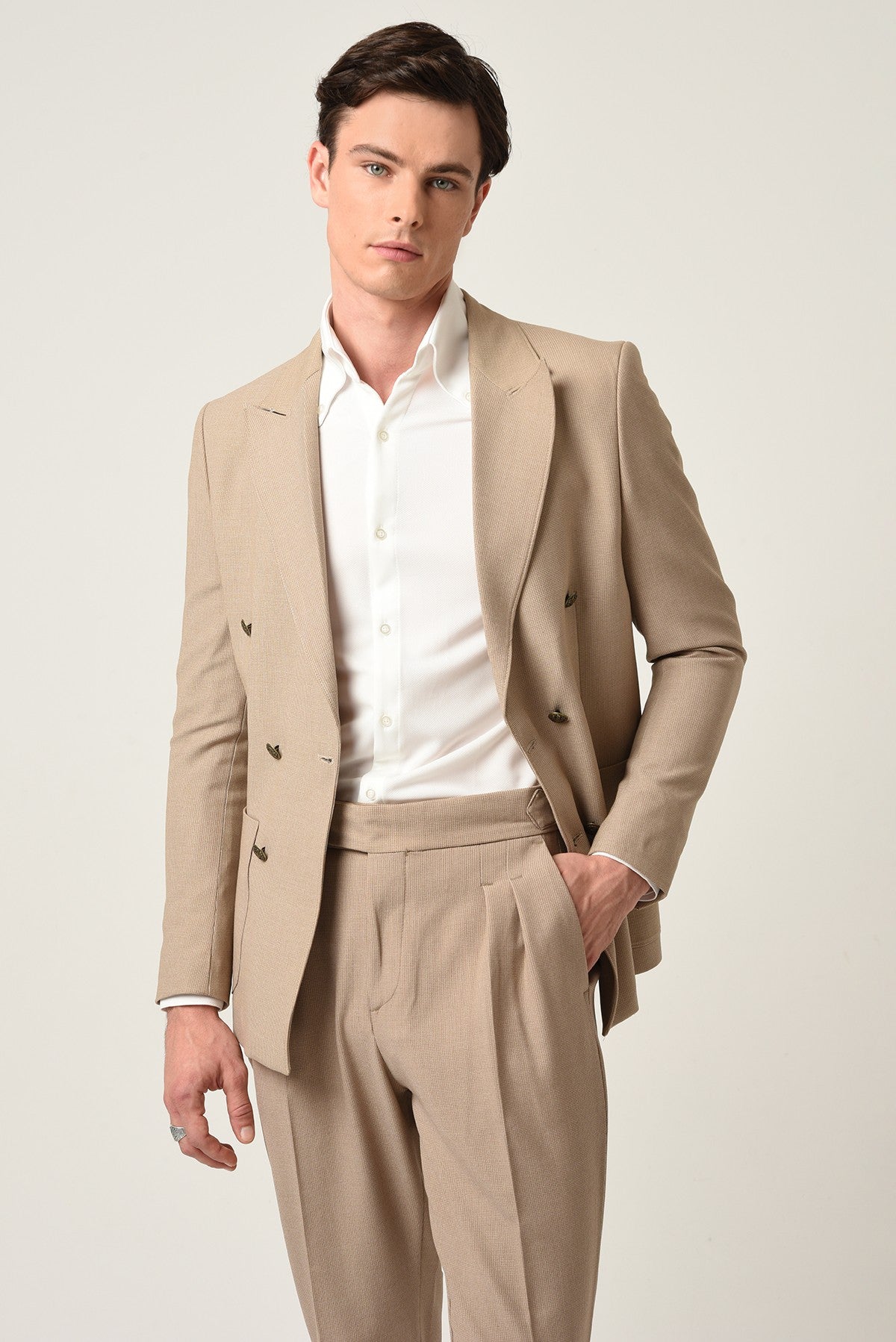Antioch High-Waisted Pleated Pants with Side Buckles