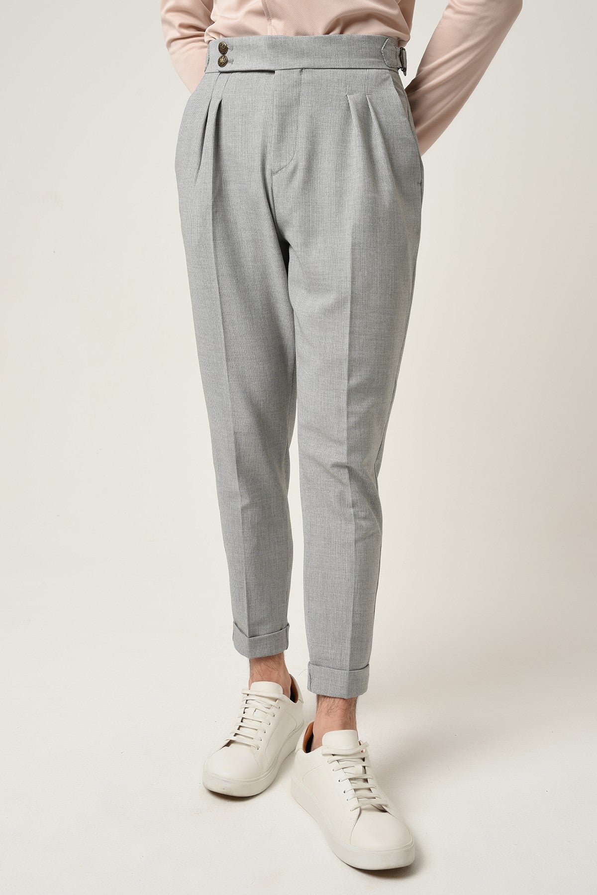 Antioch High-Waisted Pleated Pants with Side Buckles
