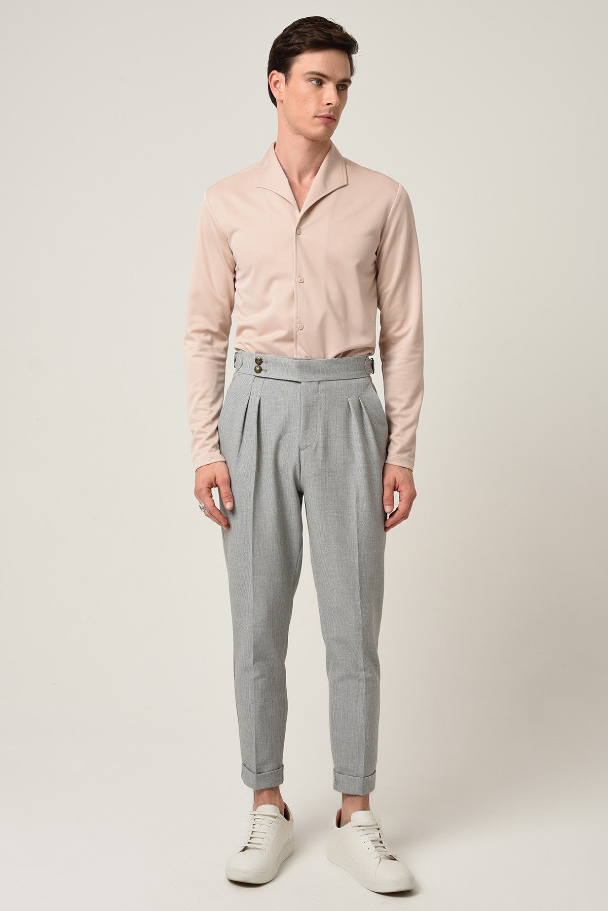 Antioch High-Waisted Pleated Pants with Side Buckles
