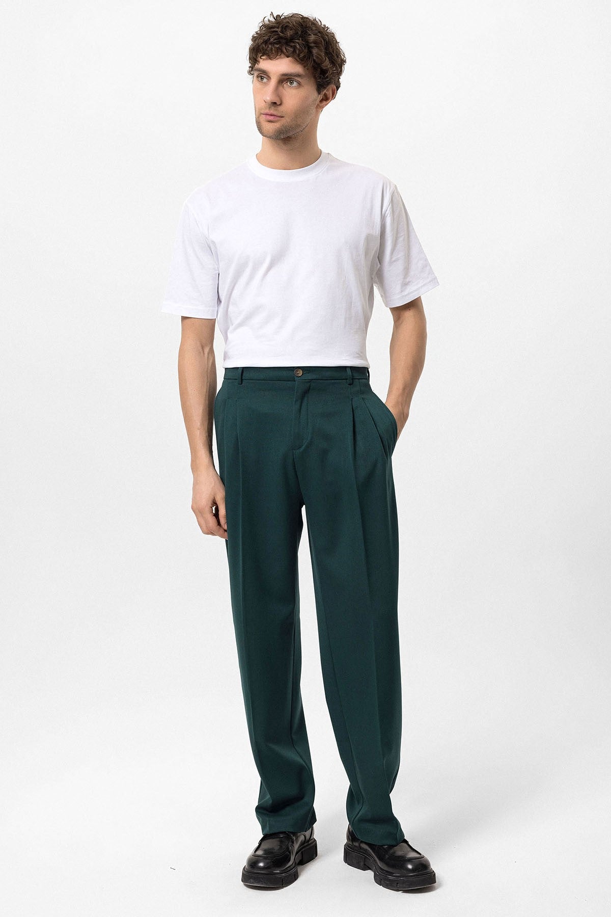 High-Waisted Pleated Relaxed-Fit Men's Pants