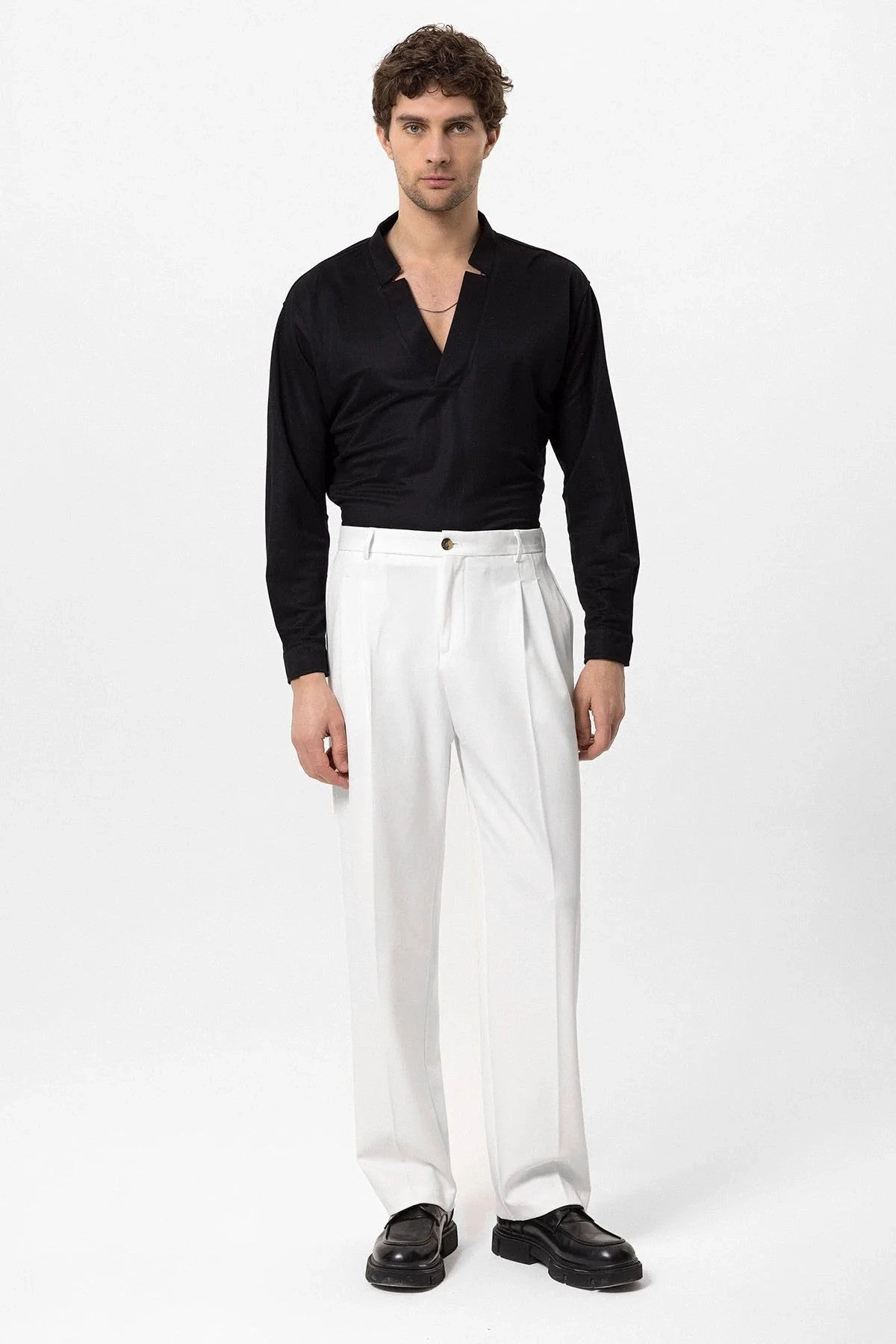 High-Waisted Pleated Relaxed-Fit Men's Pants