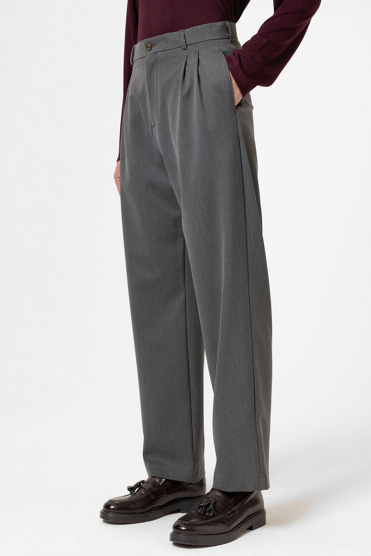 High-Waisted Pleated Relaxed-Fit Men's Pants