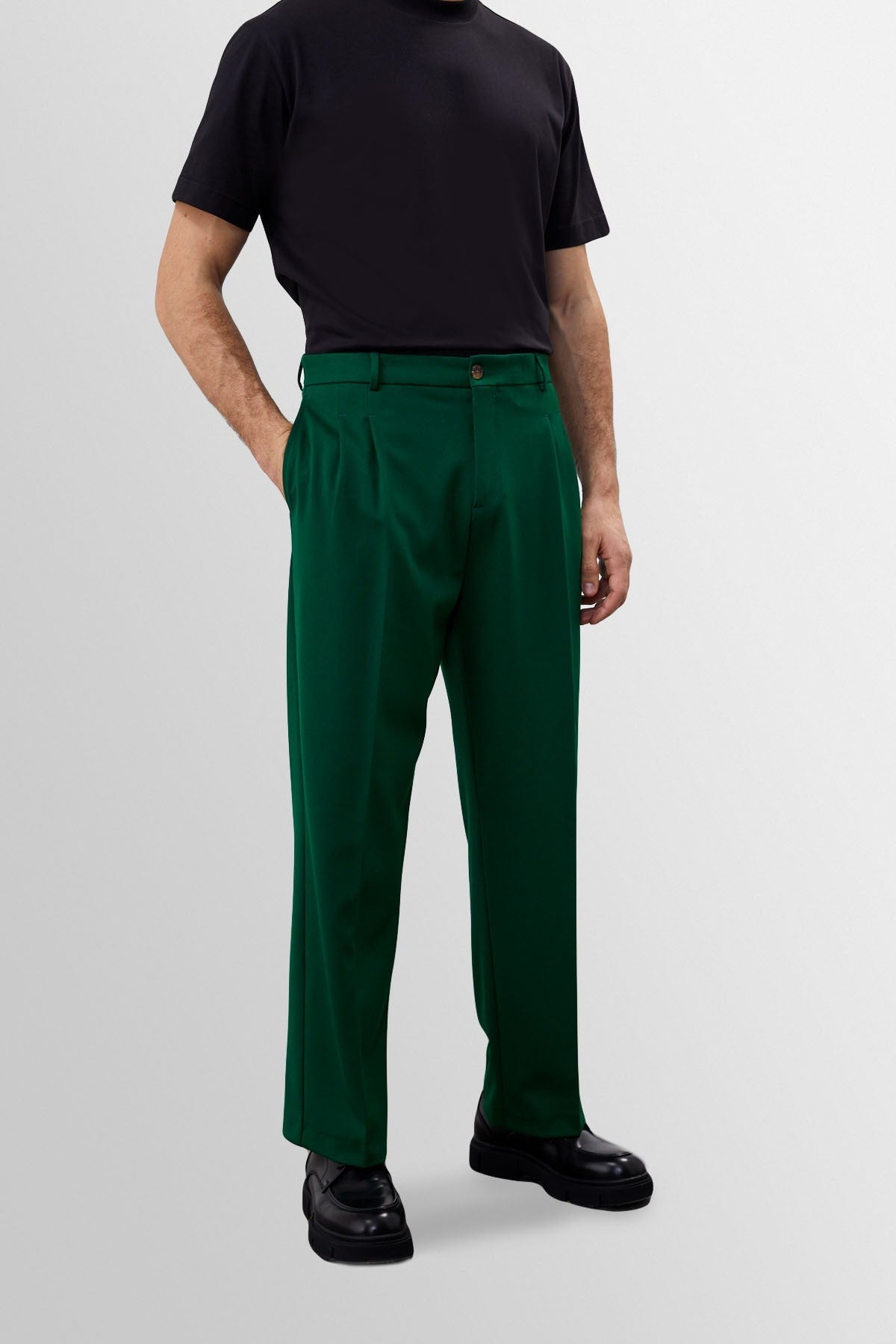 High-Waisted Pleated Relaxed-Fit Men's Pants