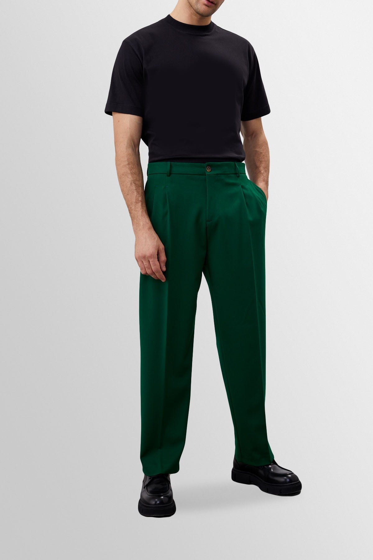 High-Waisted Pleated Relaxed-Fit Men's Pants