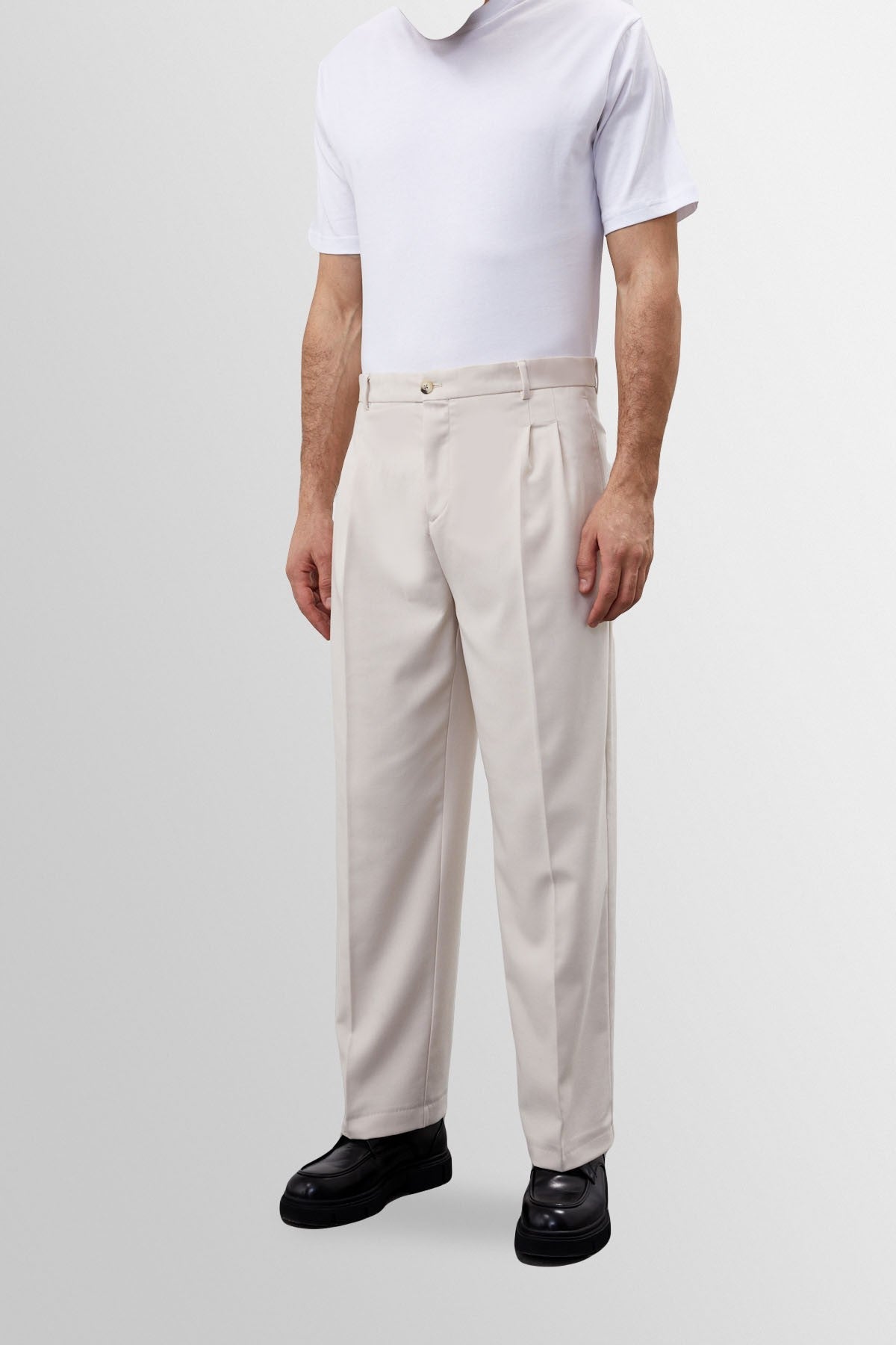 High-Waisted Pleated Relaxed-Fit Men's Pants