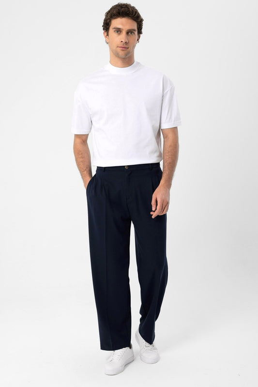 High-Waisted Pleated Relaxed-Fit Men's Pants
