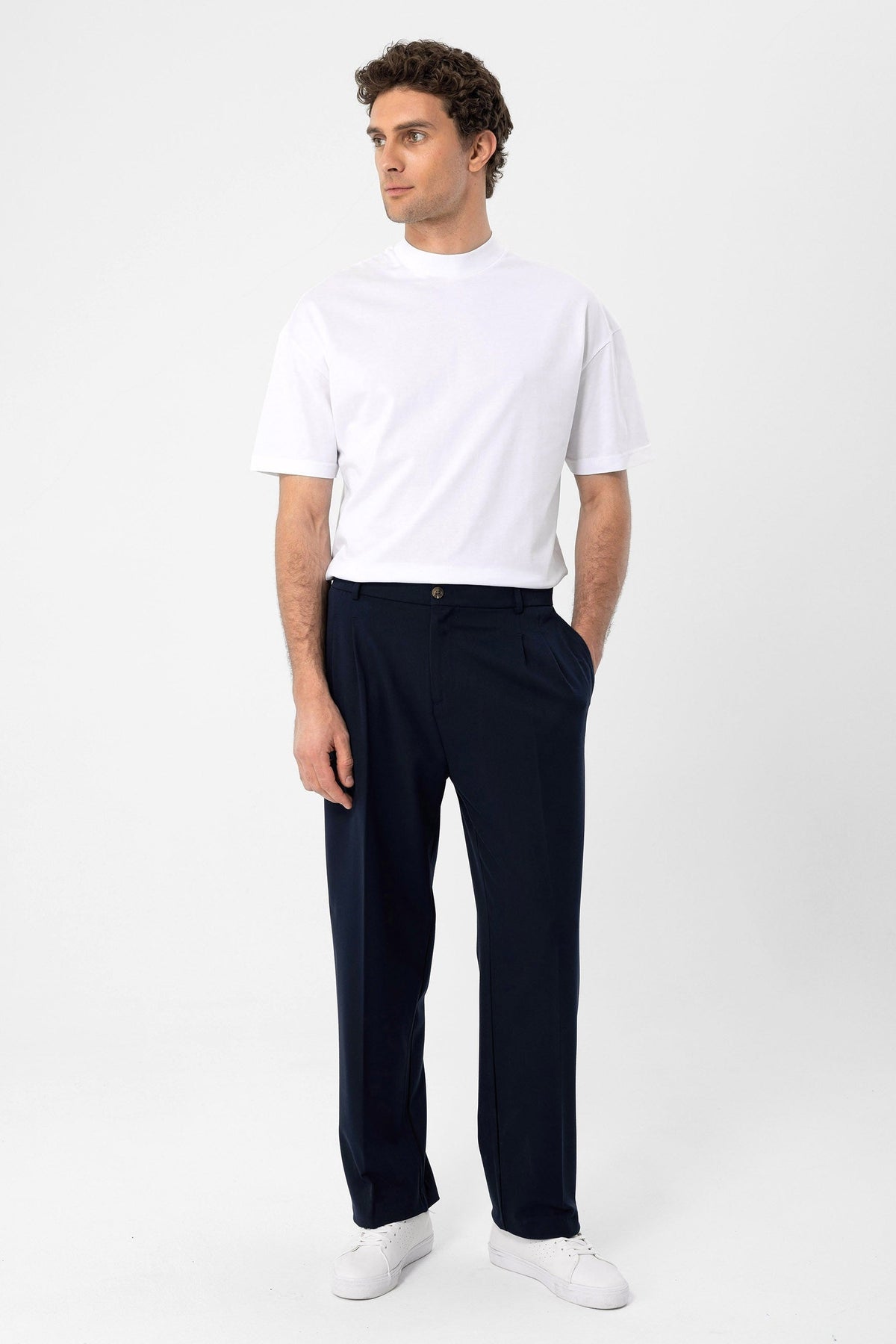 High-Waisted Pleated Relaxed-Fit Men's Pants
