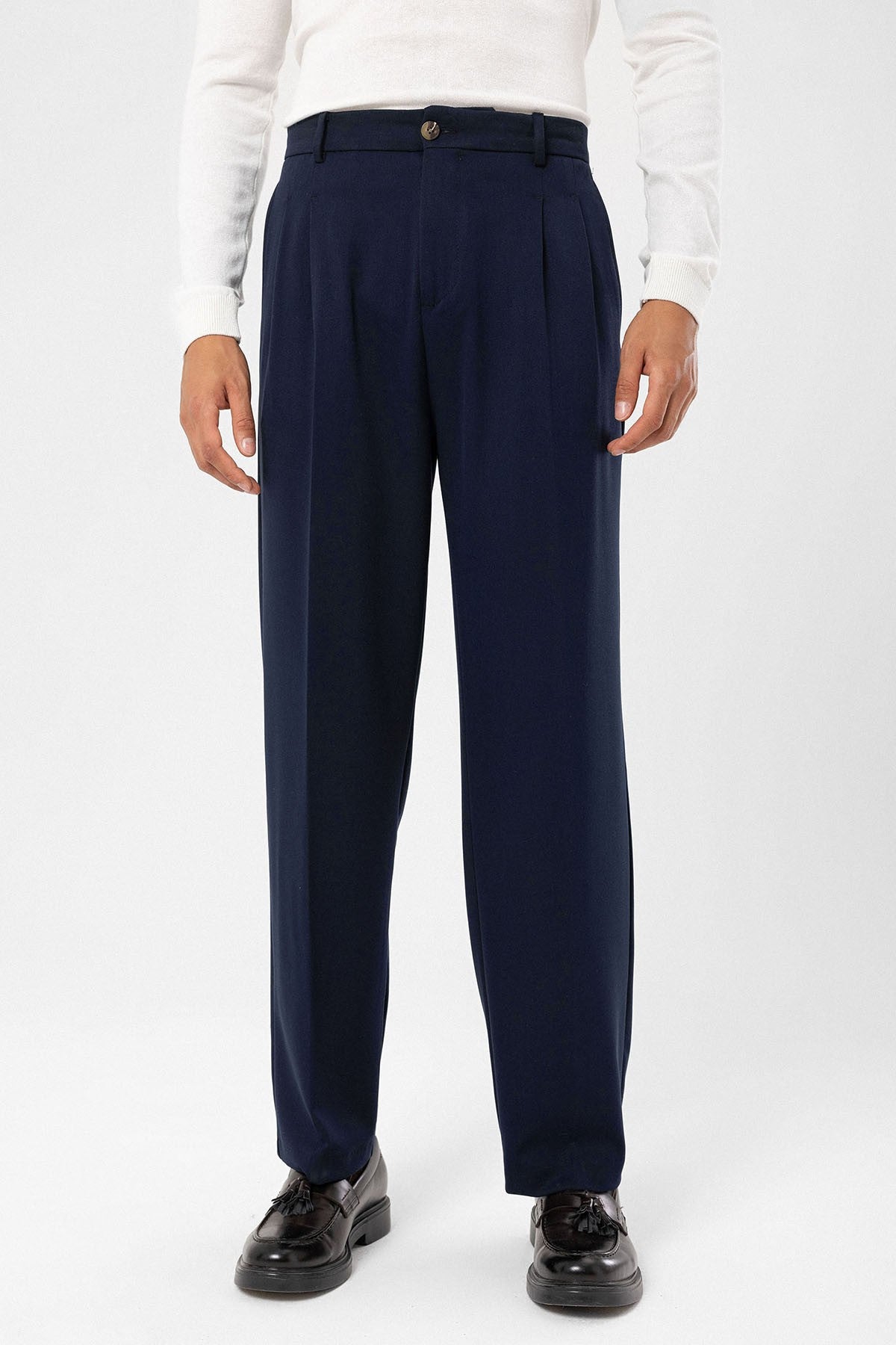 High-Waisted Pleated Relaxed-Fit Men's Pants