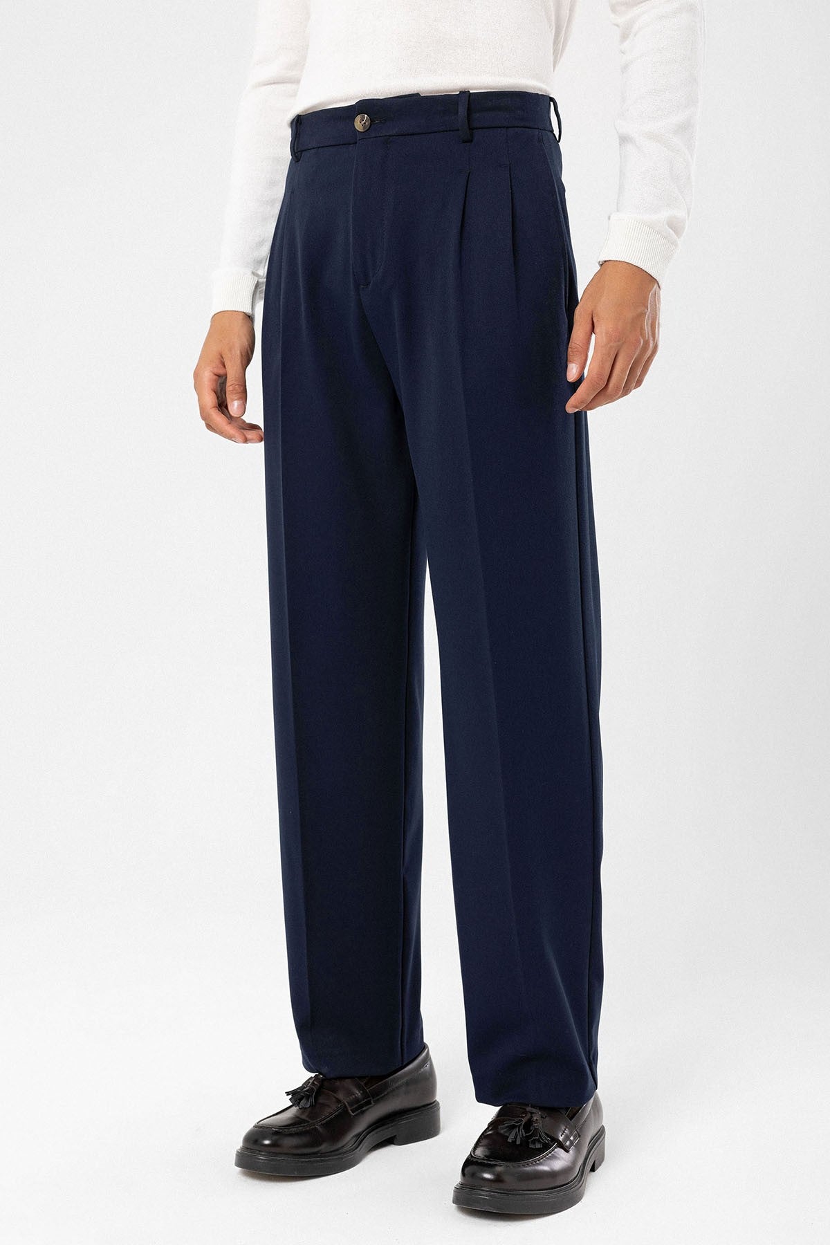 High-Waisted Pleated Relaxed-Fit Men's Pants