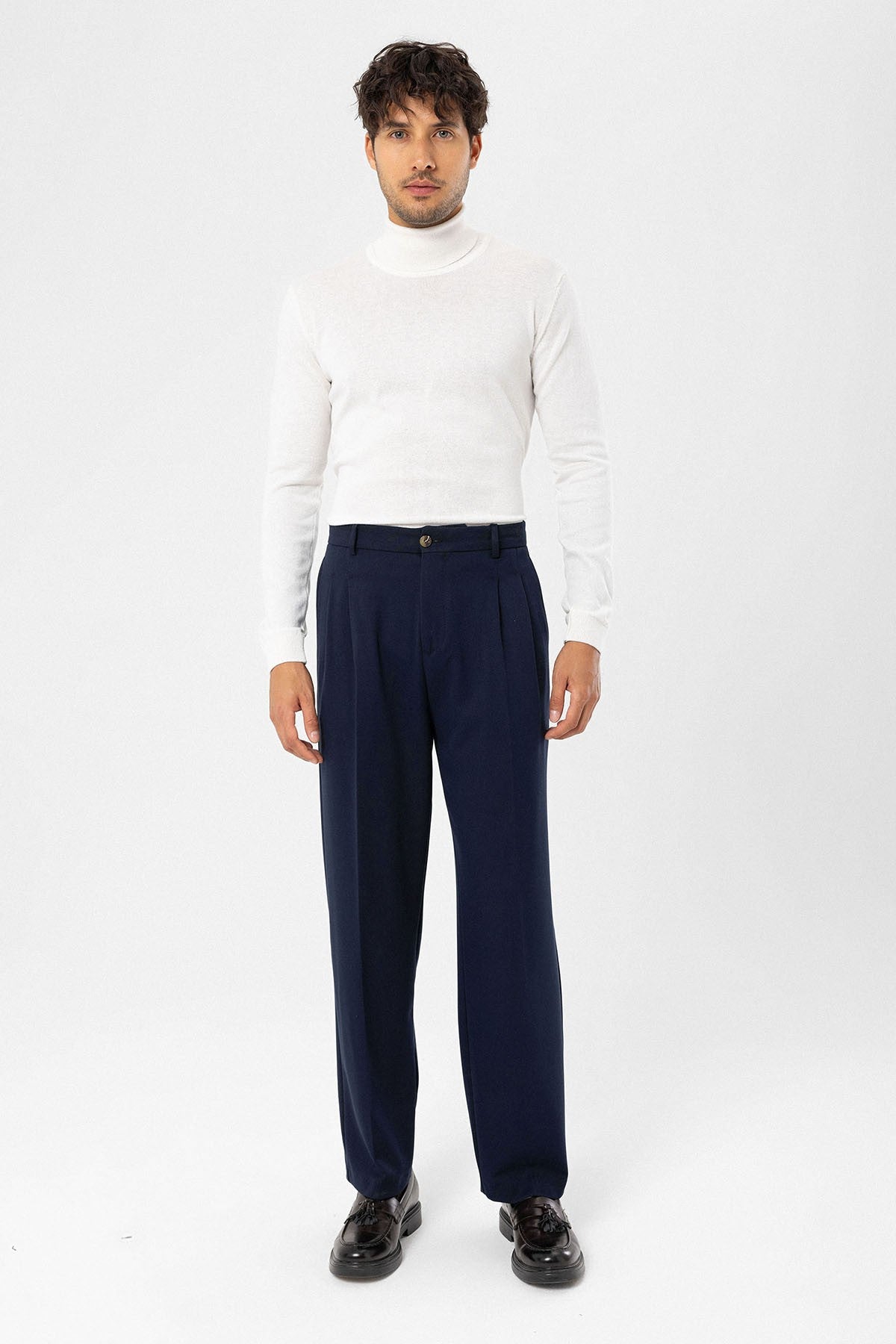 High-Waisted Pleated Relaxed-Fit Men's Pants