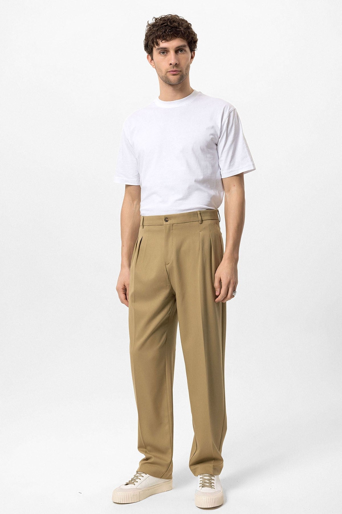 High-Waisted Pleated Relaxed-Fit Men's Pants