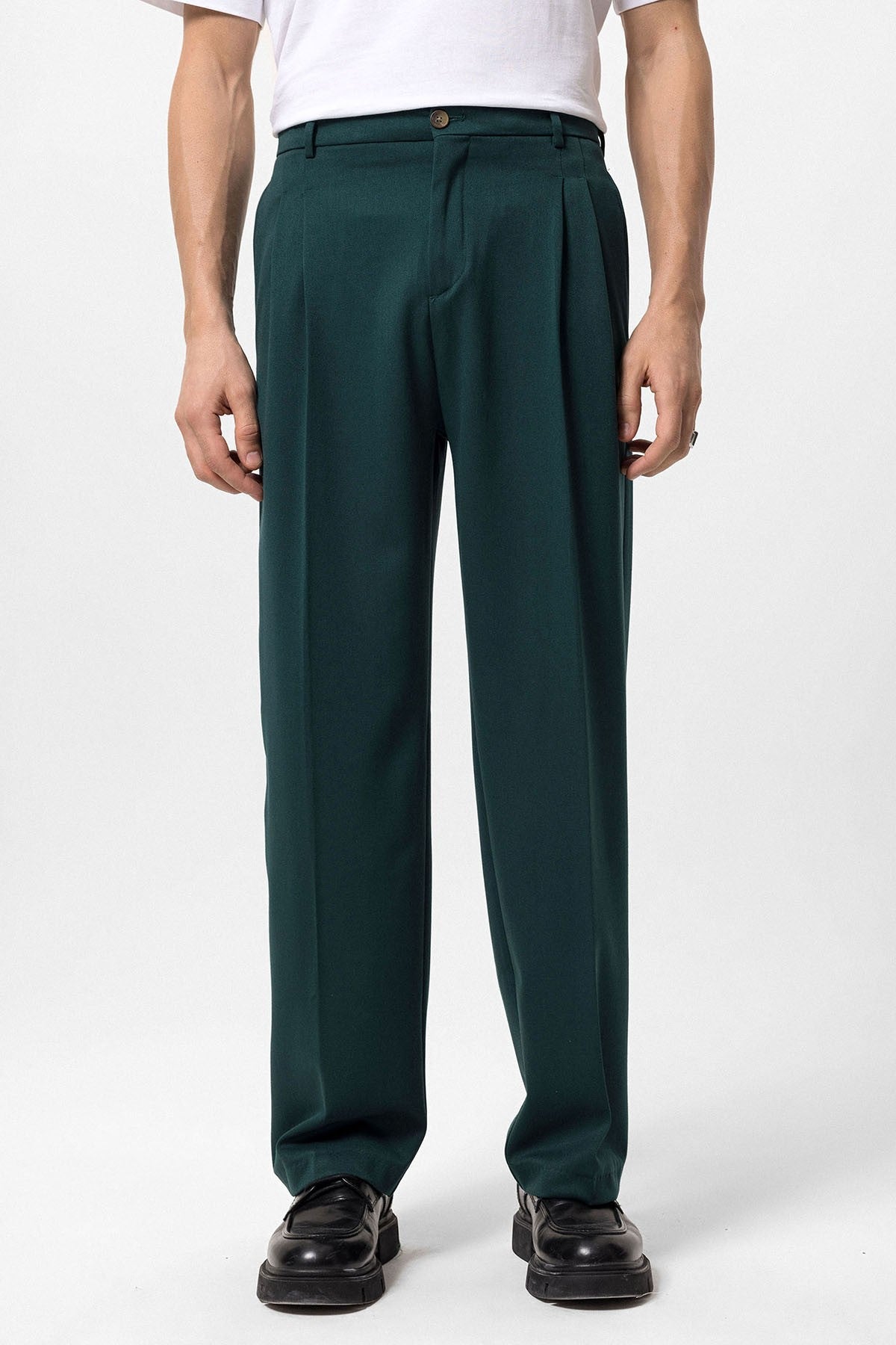High-Waisted Pleated Relaxed-Fit Men's Pants