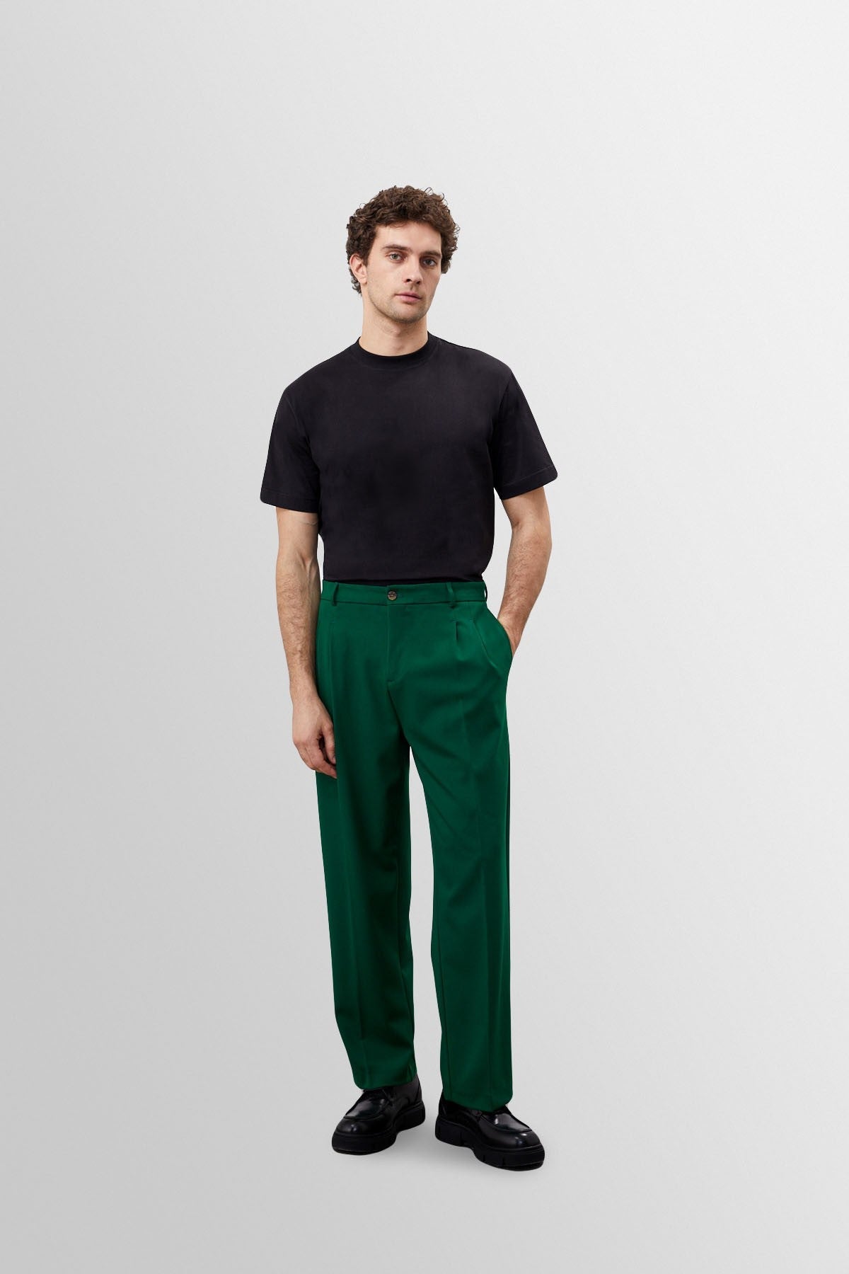 High-Waisted Pleated Relaxed-Fit Men's Pants