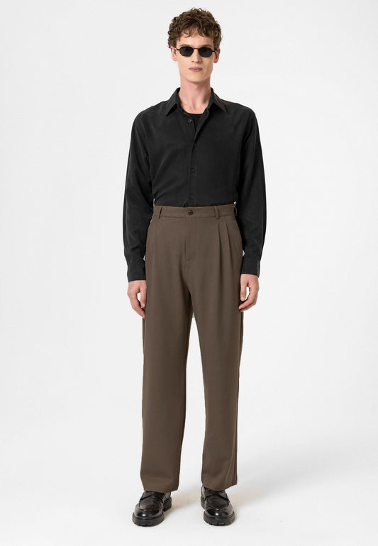 High-Waisted Pleated Relaxed-Fit Men's Pants