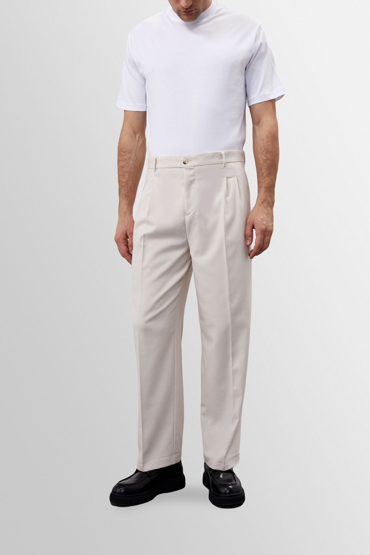 High-Waisted Pleated Relaxed-Fit Men's Pants