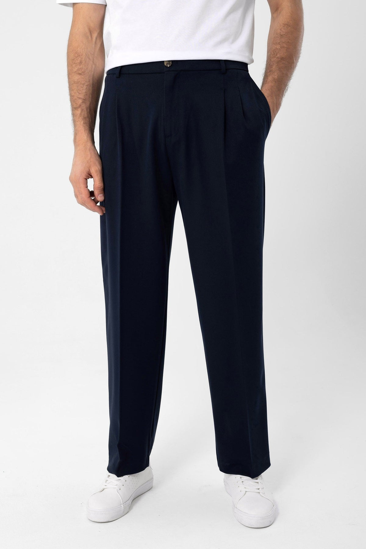 High-Waisted Pleated Relaxed-Fit Men's Pants