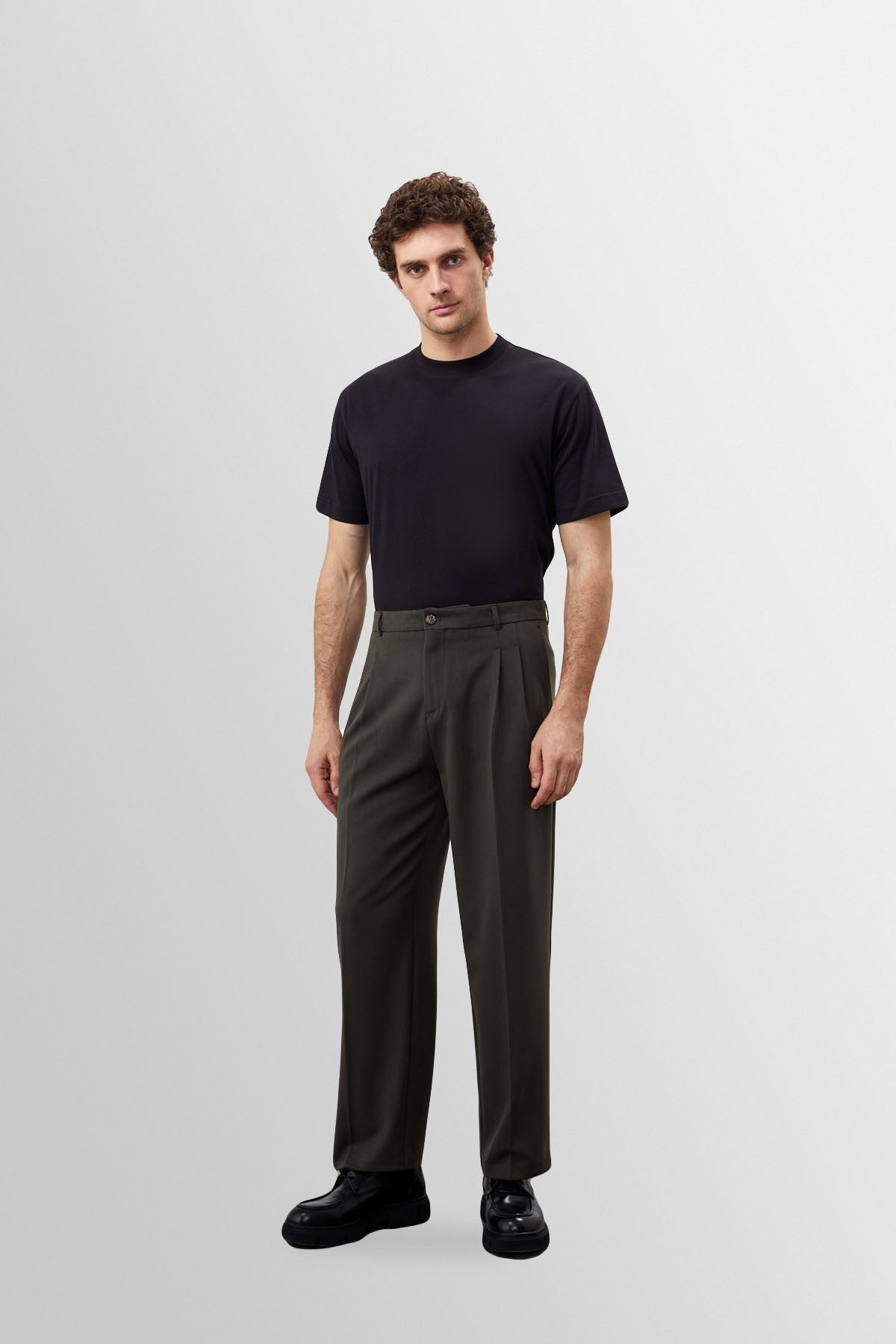 High-Waisted Pleated Relaxed-Fit Men's Pants