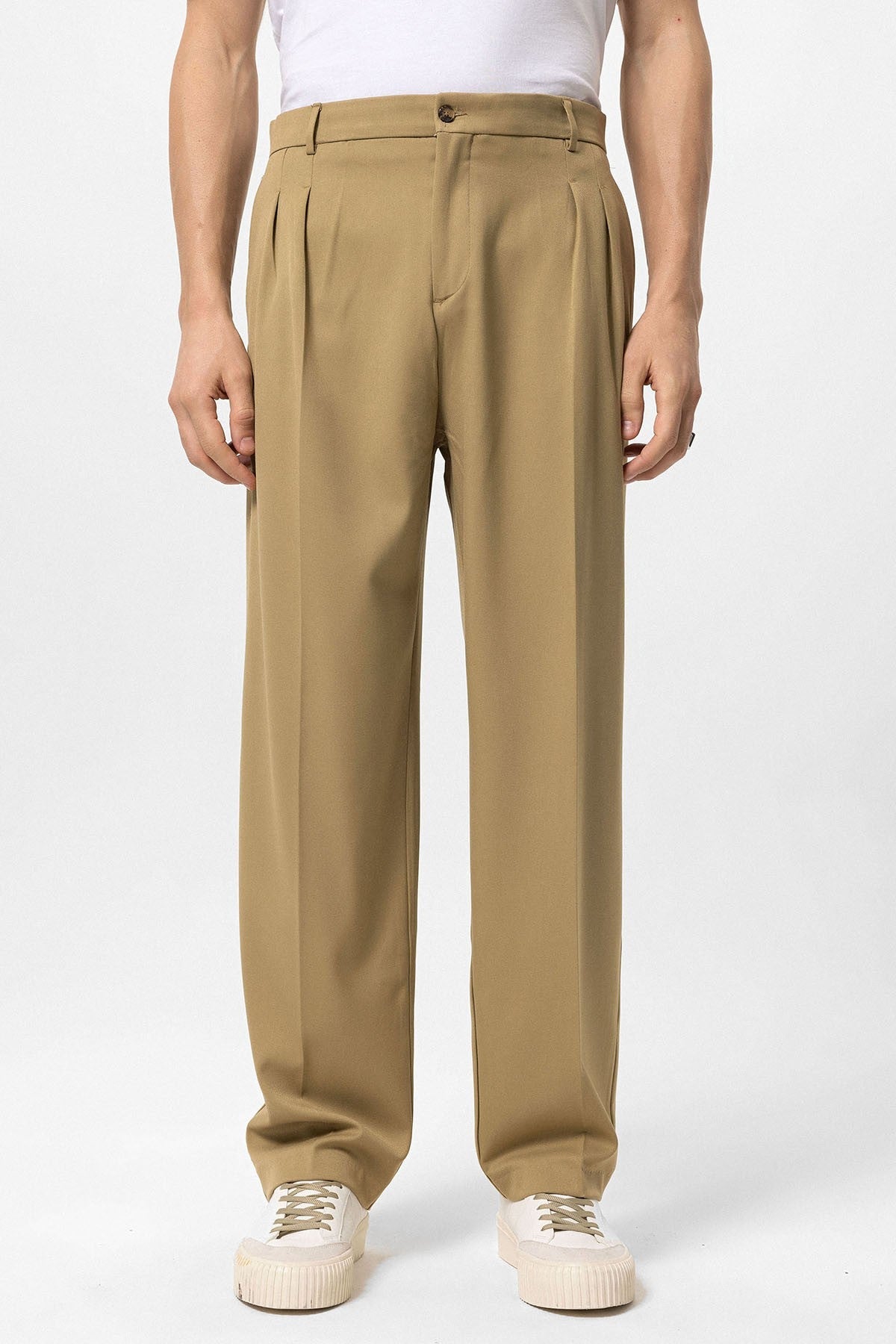 High-Waisted Pleated Relaxed-Fit Men's Pants