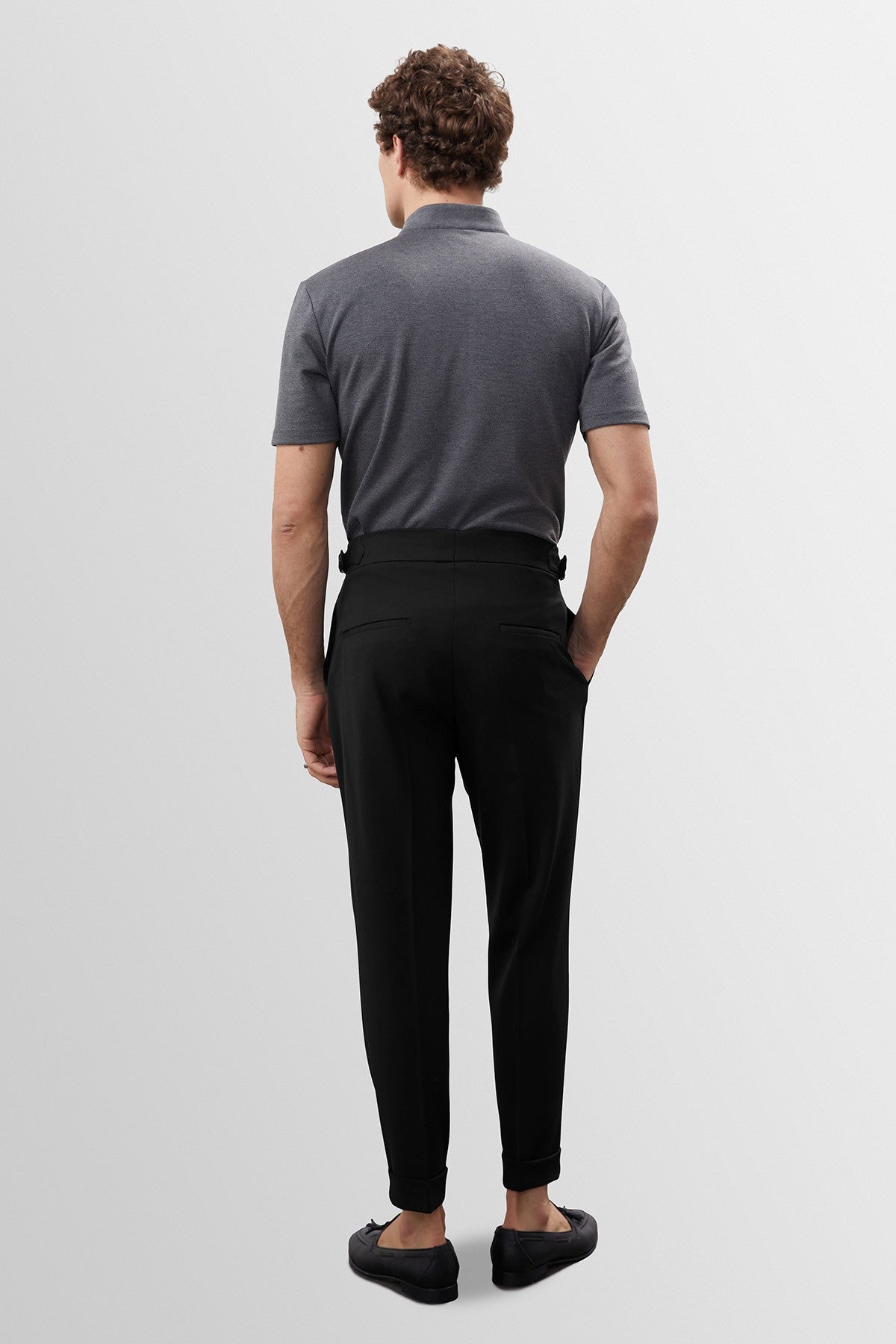 High-Waisted Pleated Carrot-Fit Men's Pants