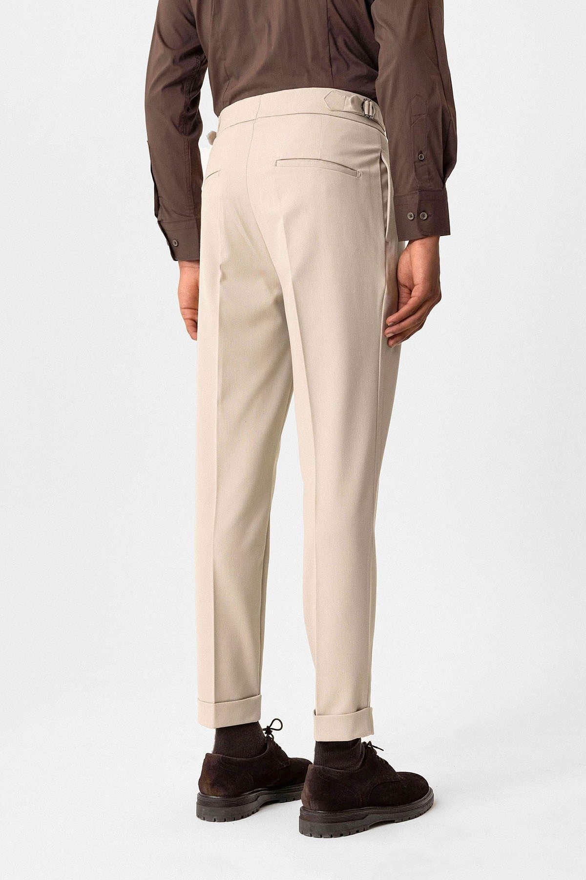 High-Waisted Pleated Carrot-Fit Men's Pants
