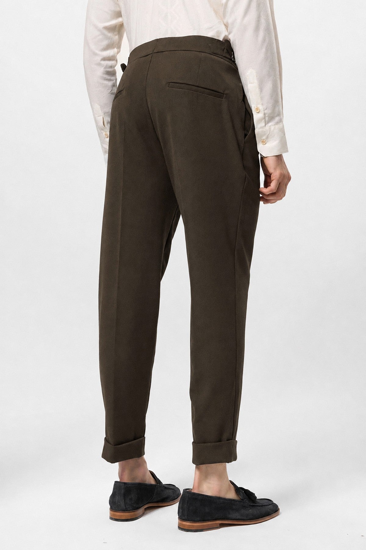 High-Waisted Pleated Carrot-Fit Men's Pants