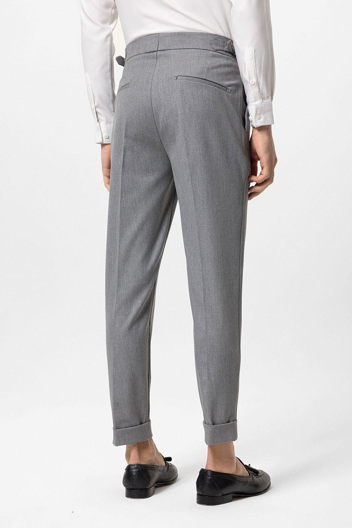 High-Waisted Pleated Carrot-Fit Men's Pants