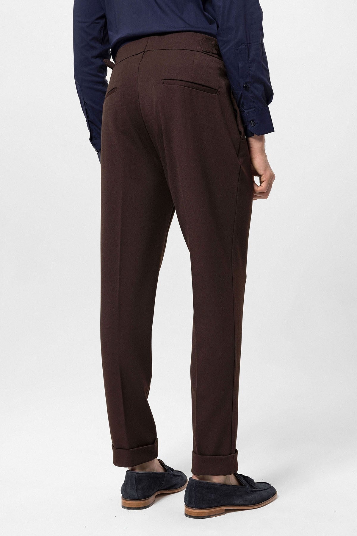 High-Waisted Pleated Carrot-Fit Men's Pants