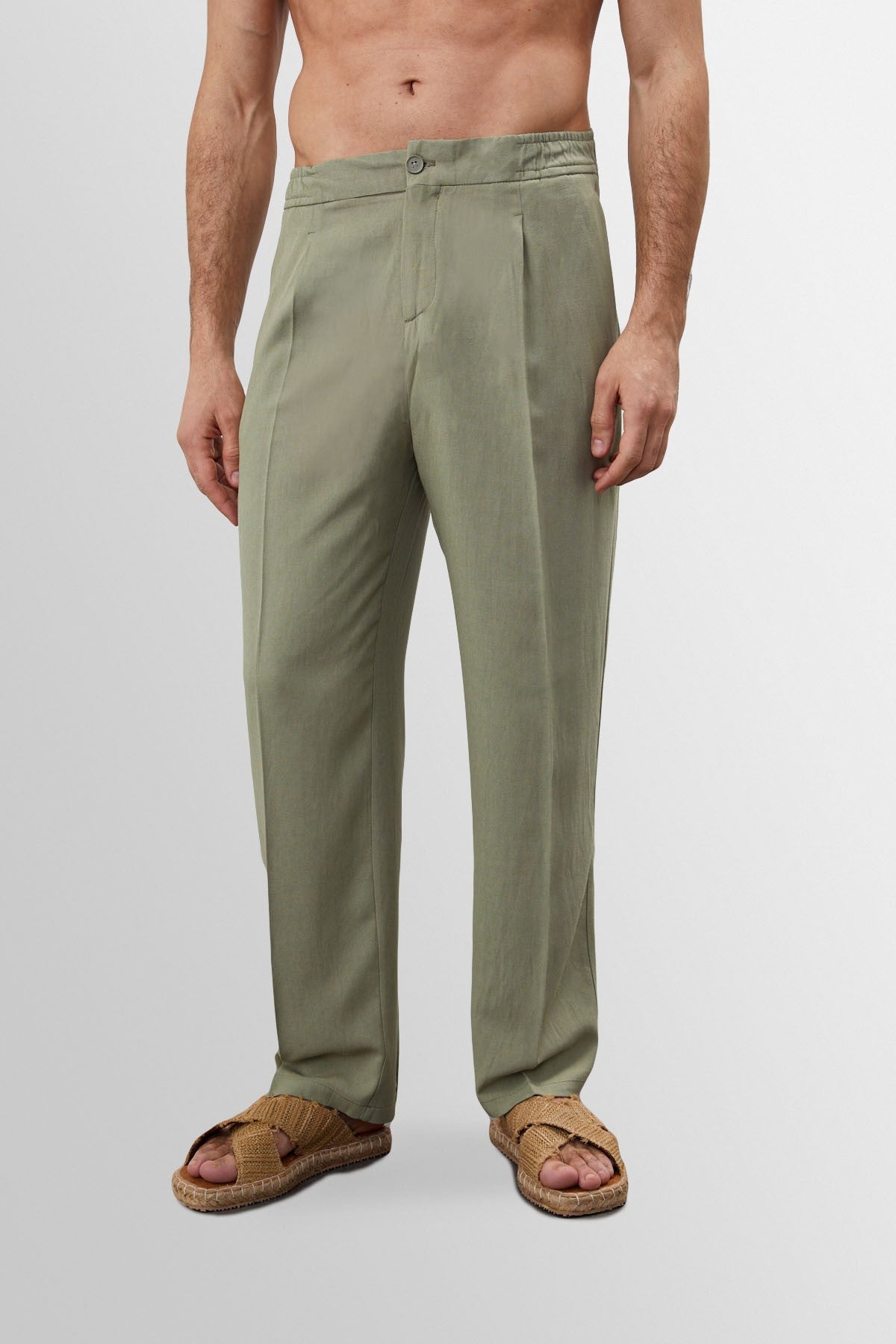 Antioch High-Waisted Pleated Linen-Blend Men's Pants