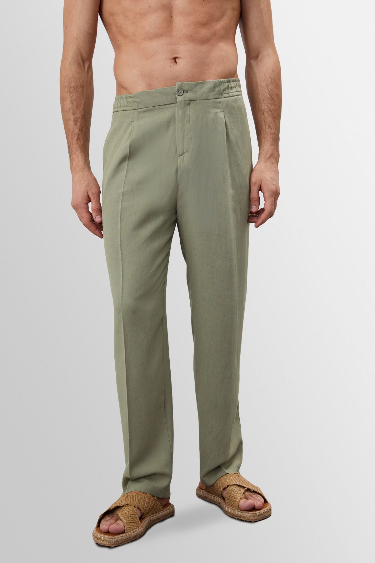 Antioch High-Waisted Pleated Linen-Blend Men's Pants