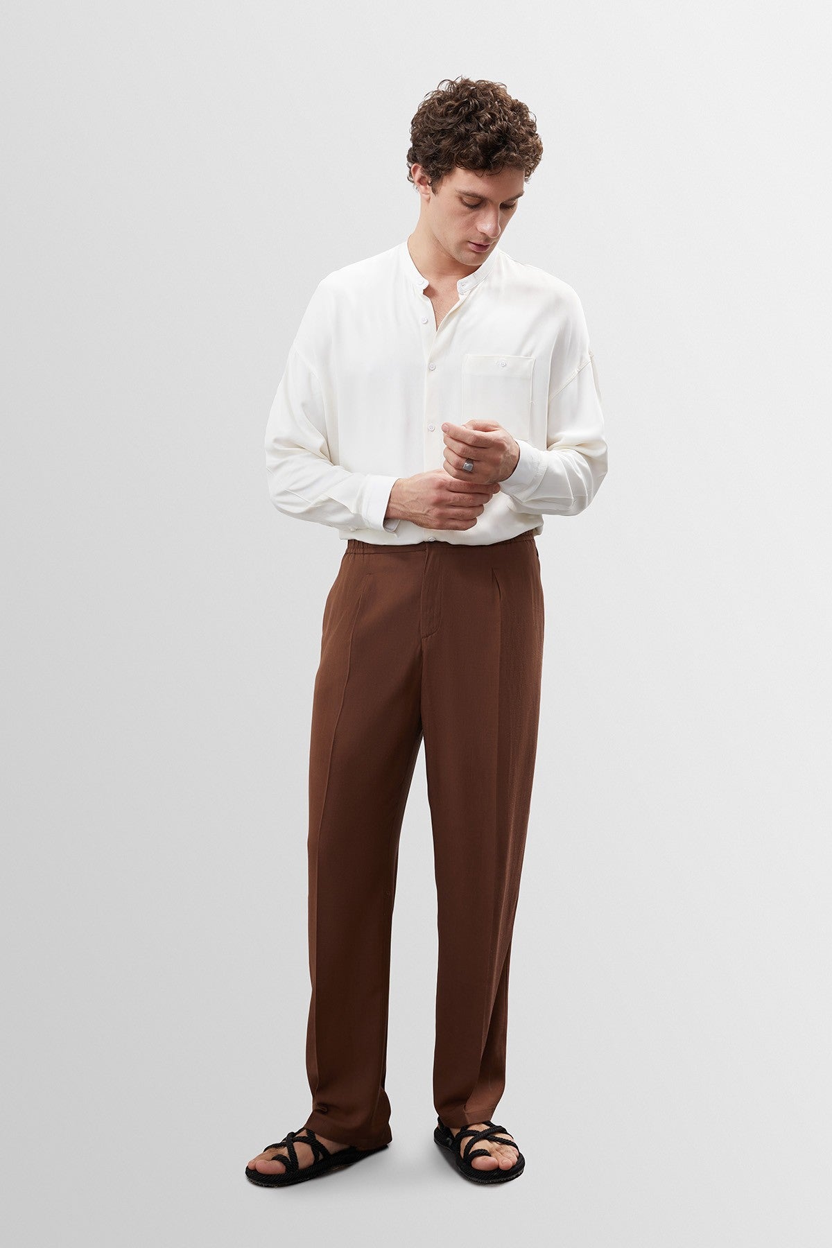 Antioch High-Waisted Pleated Linen-Blend Men's Pants