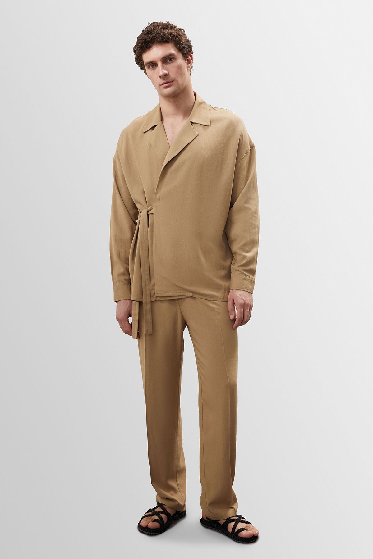 Antioch High-Waisted Pleated Linen-Blend Men's Pants