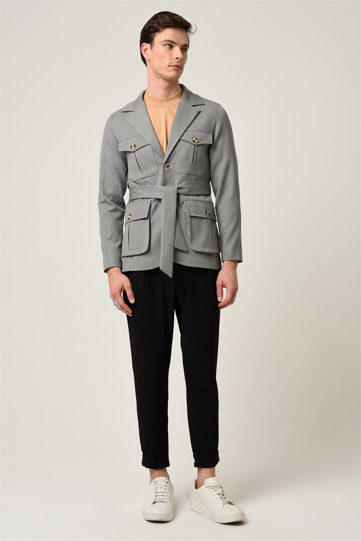 Antioch Men's Jacket with Collar and Belt, All-Season Coat