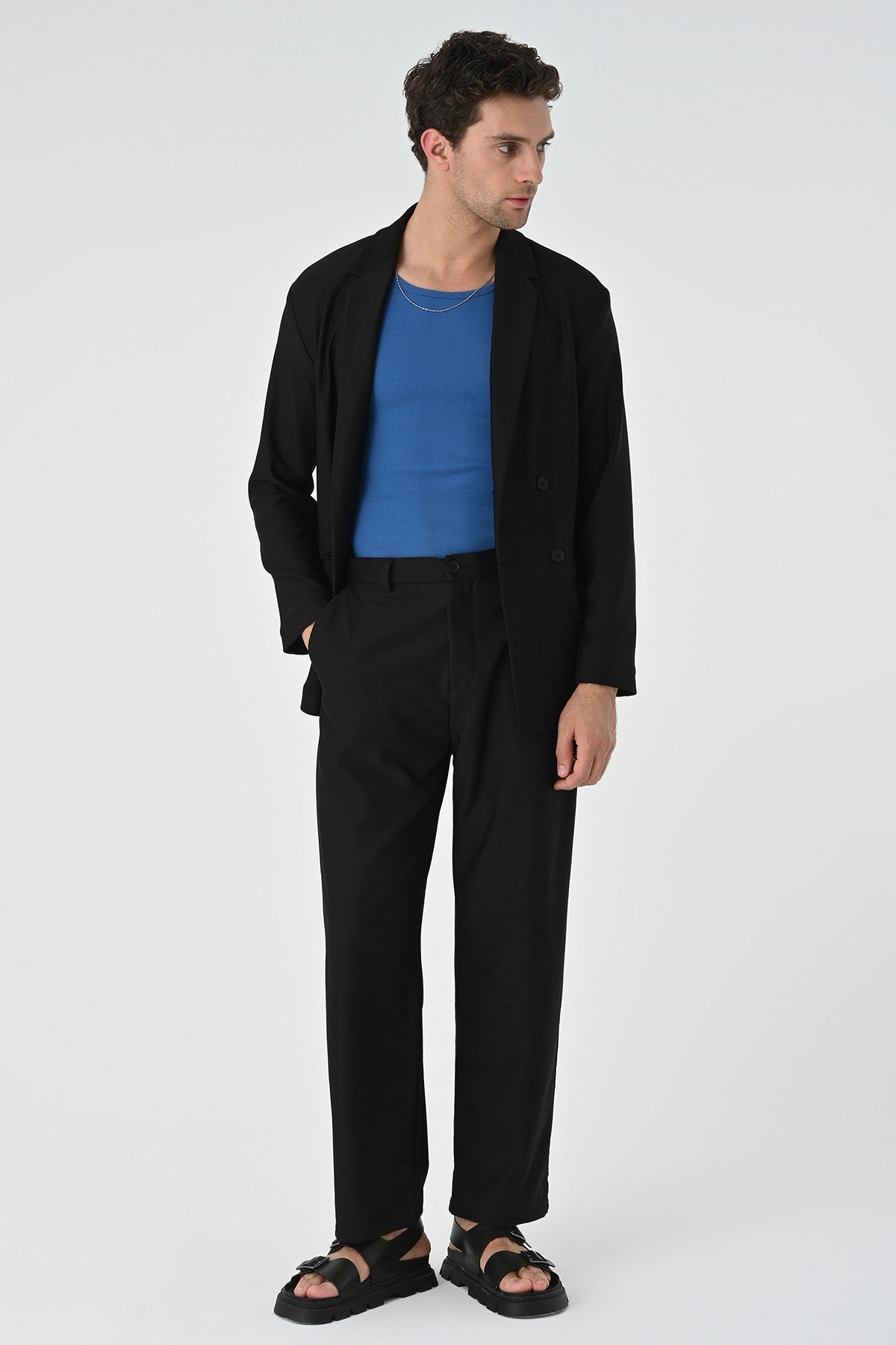 Relaxed-Fit Double-Breasted Men's Suit