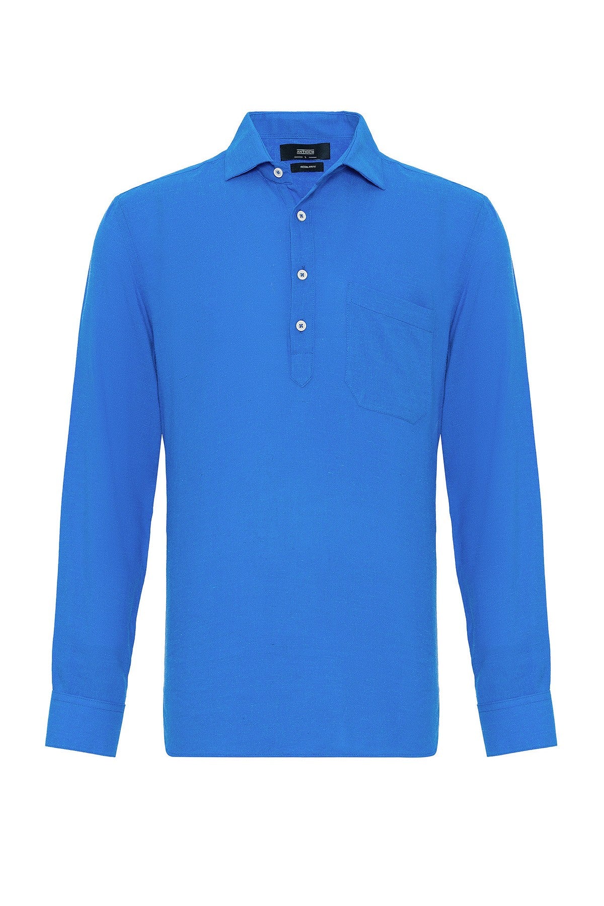Men's Long-Sleeved Shirt with Half-Button Closure