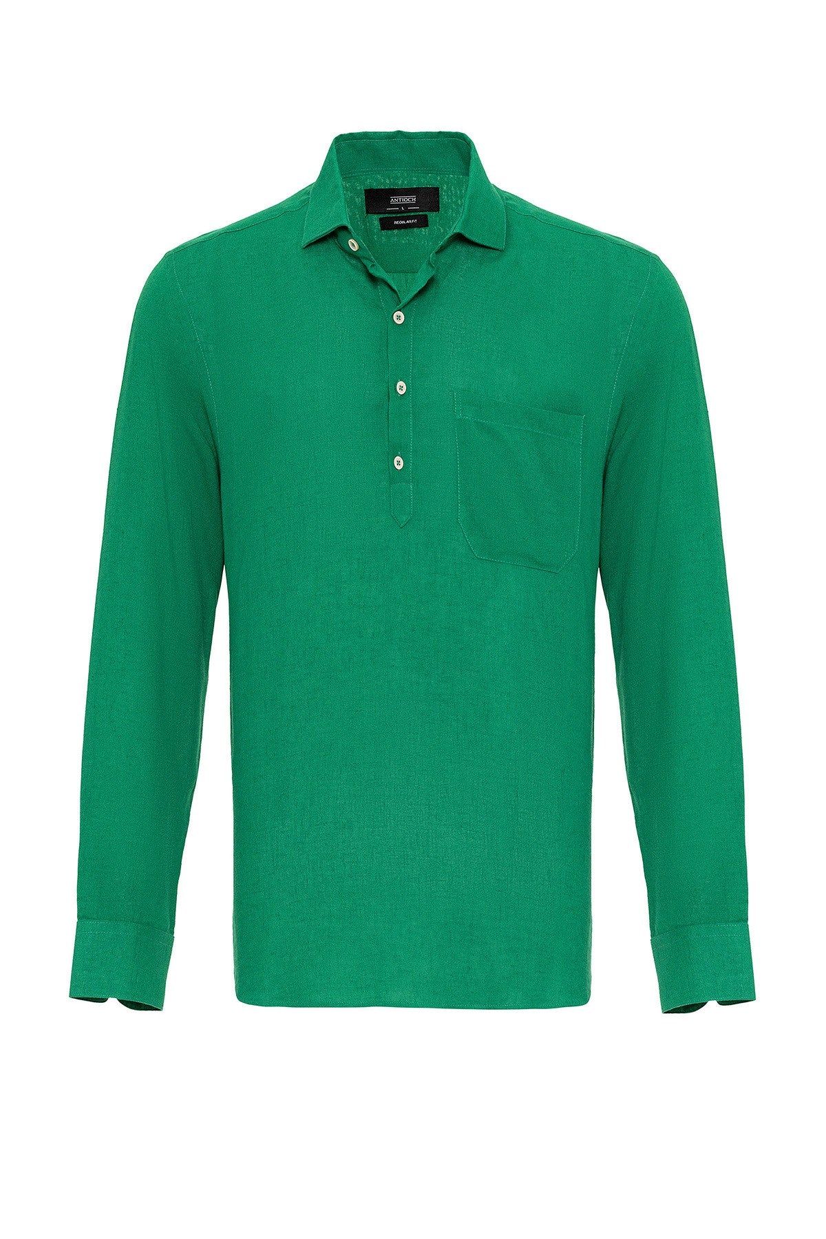 Men's Long-Sleeved Shirt with Half-Button Closure