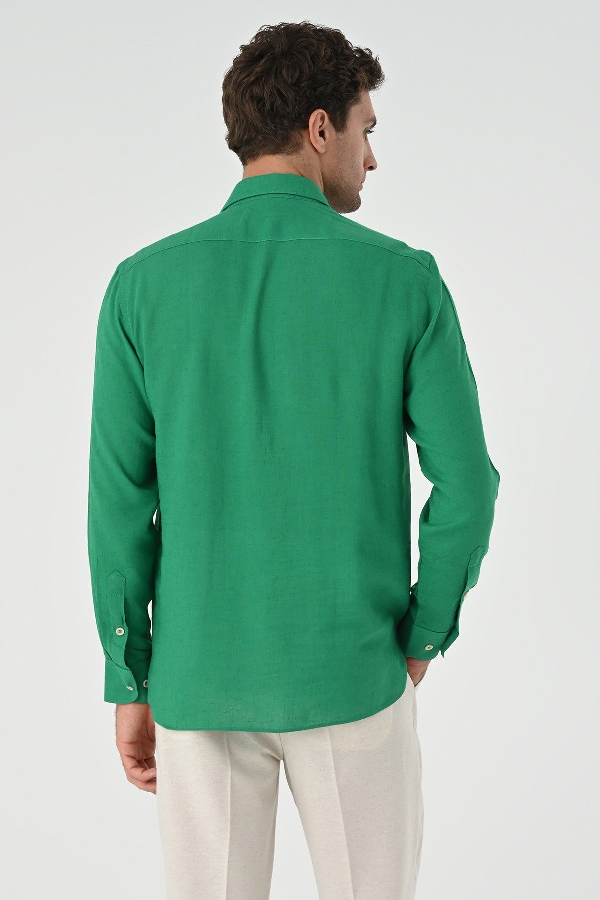 Men's Long-Sleeved Shirt with Half-Button Closure