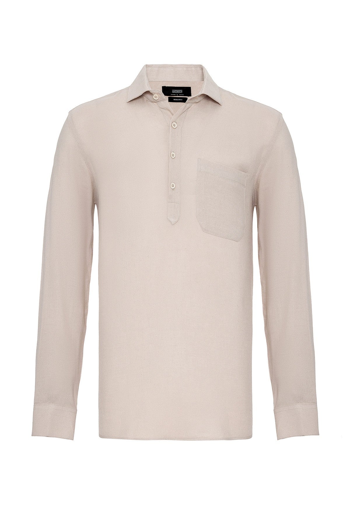 Men's Long-Sleeved Shirt with Half-Button Closure