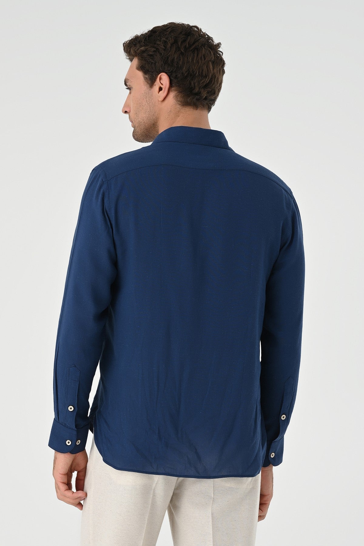 Men's Long-Sleeved Shirt with Half-Button Closure