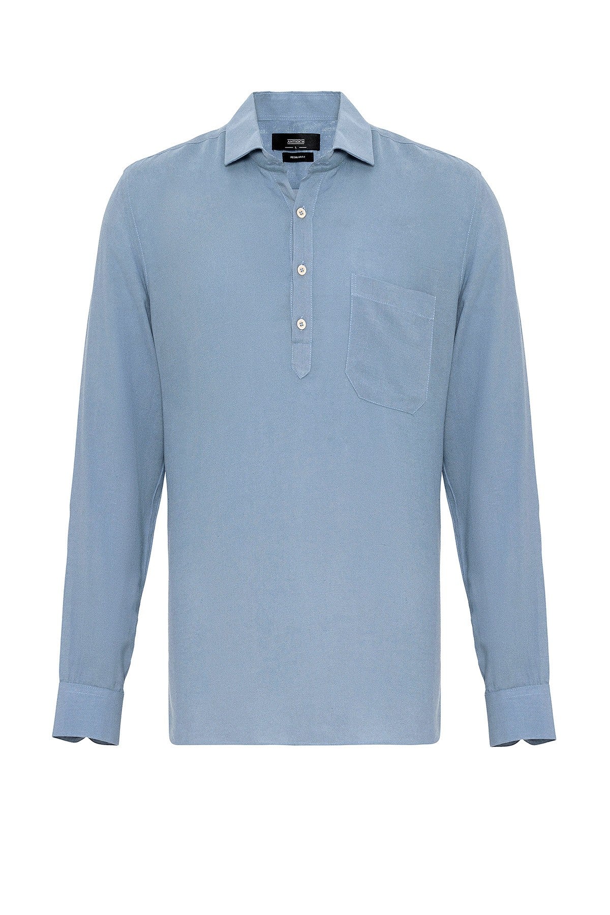 Men's Long-Sleeved Shirt with Half-Button Closure