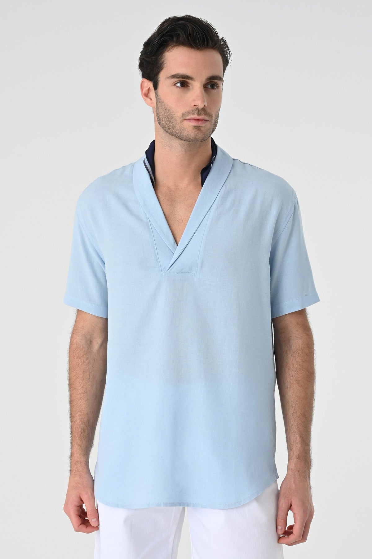 Antioch Relax Fit Short-Sleeved Men's Shirt with a Shawl Collar