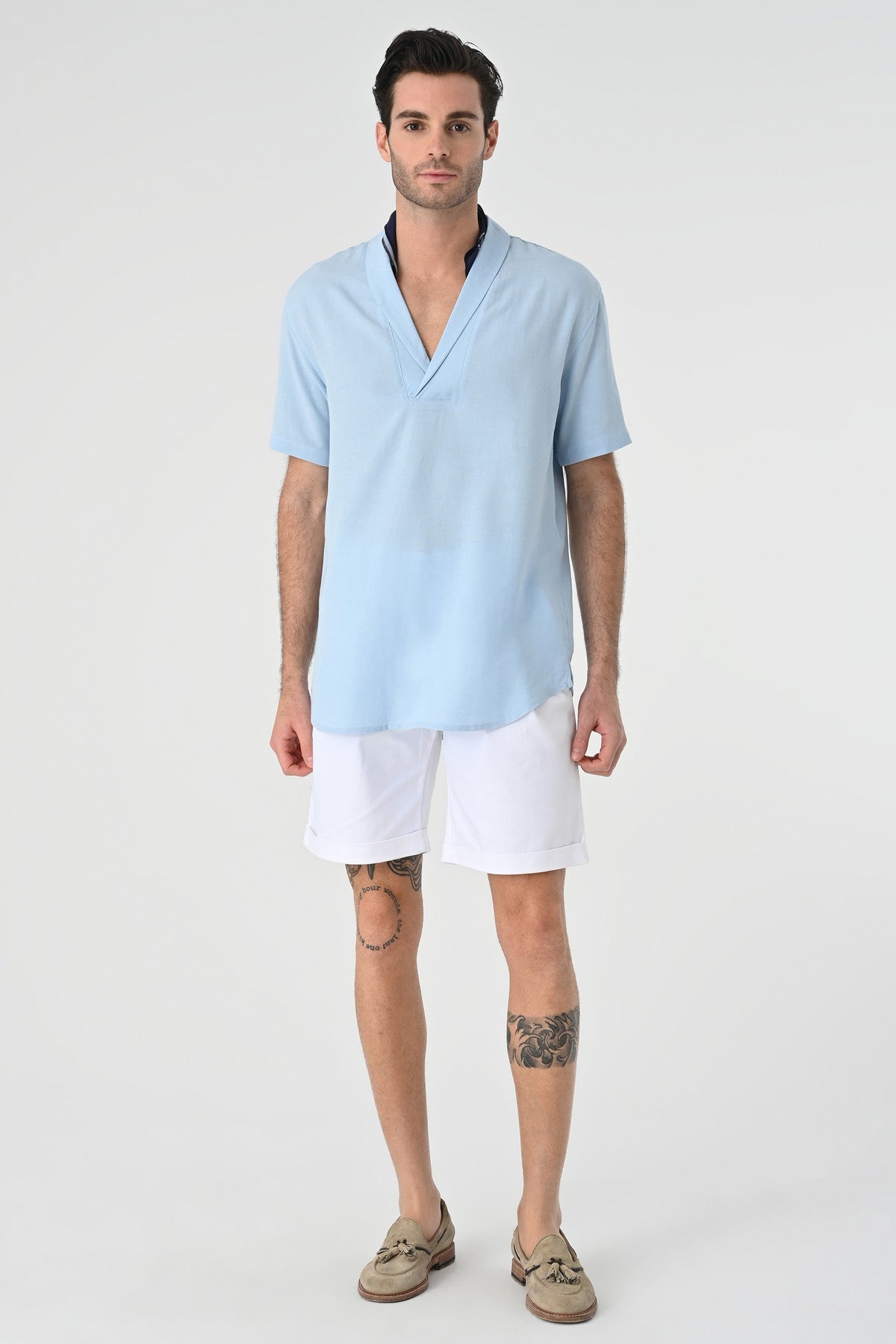 Antioch Relax Fit Short-Sleeved Men's Shirt with a Shawl Collar