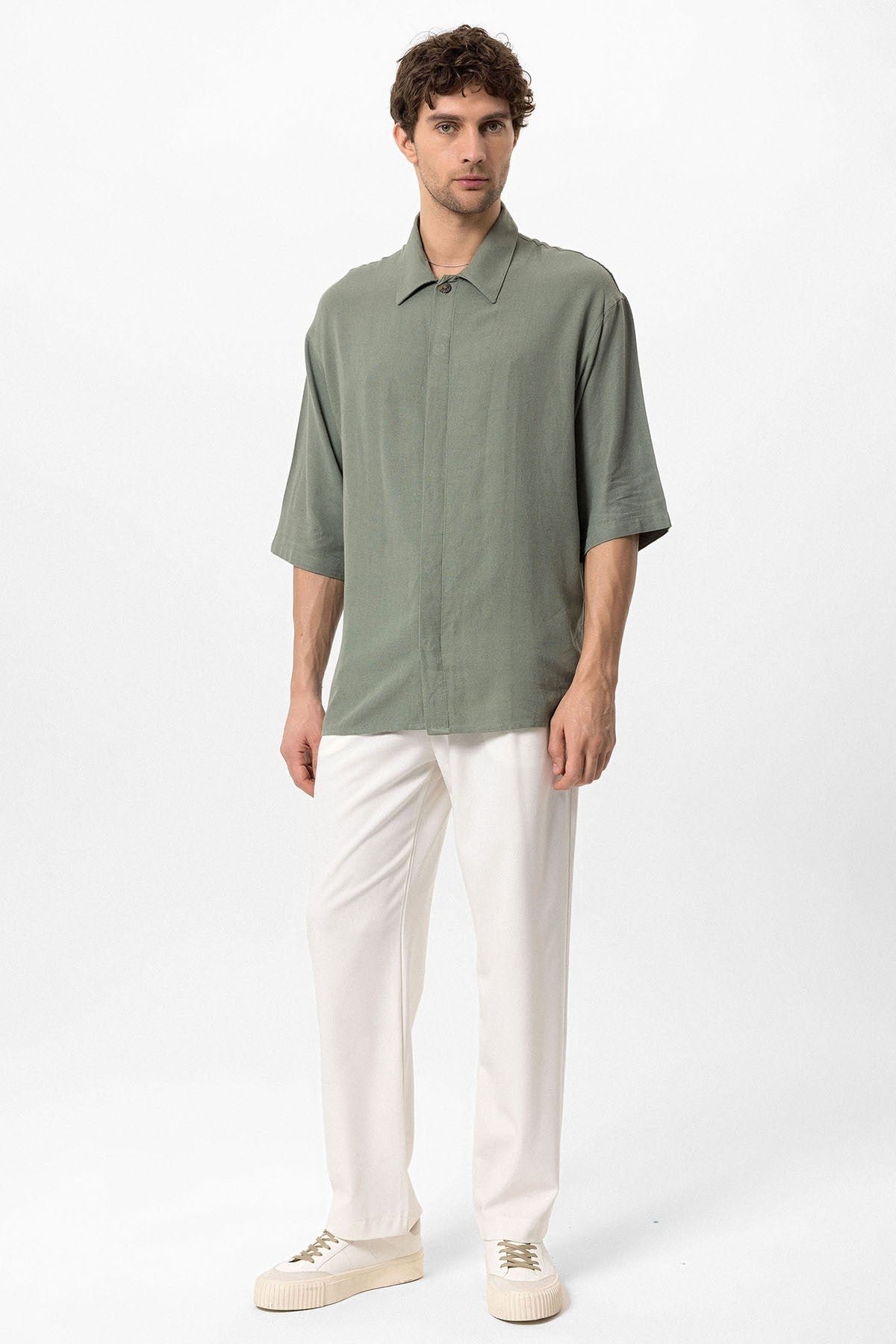 Antioch Fakir Sleeve Hidden-Button Closure Oversized Men's Shirt