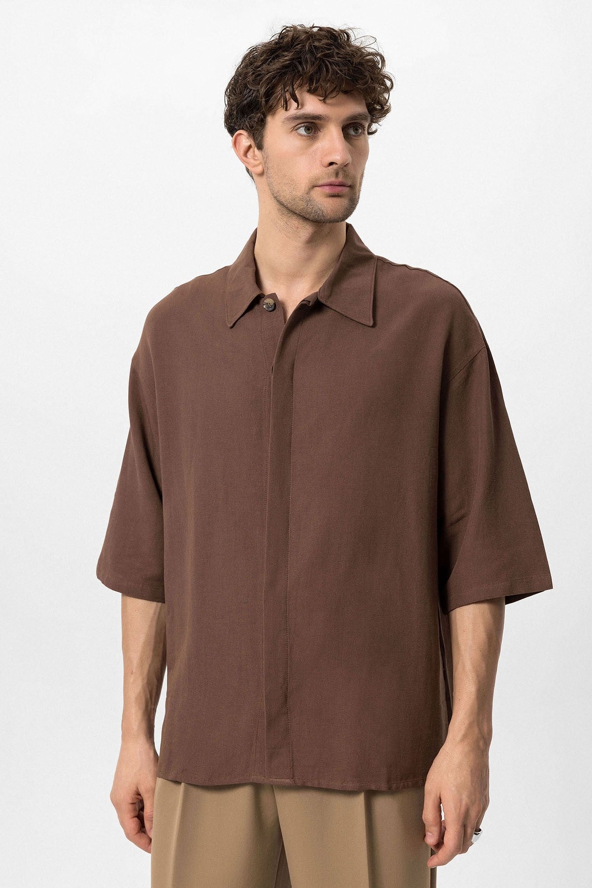 Antioch Fakir Sleeve Hidden-Button Closure Oversized Men's Shirt