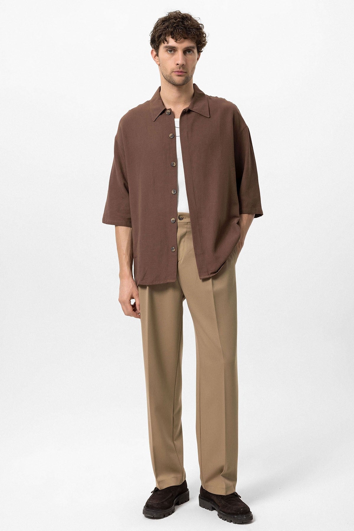 Antioch Fakir Sleeve Hidden-Button Closure Oversized Men's Shirt