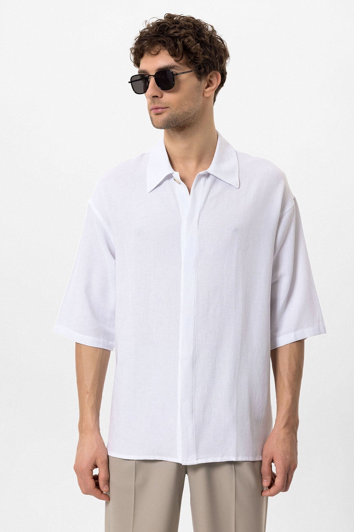 Antioch Fakir Sleeve Hidden-Button Closure Oversized Men's Shirt