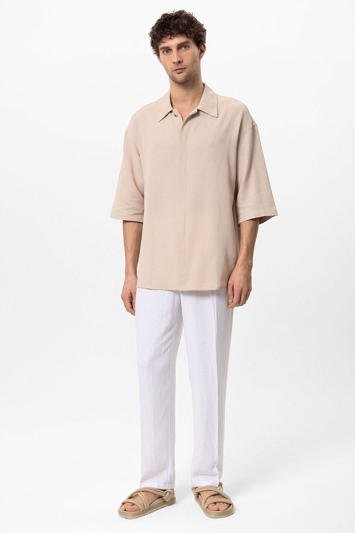 Antioch Fakir Sleeve Hidden-Button Closure Oversized Men's Shirt