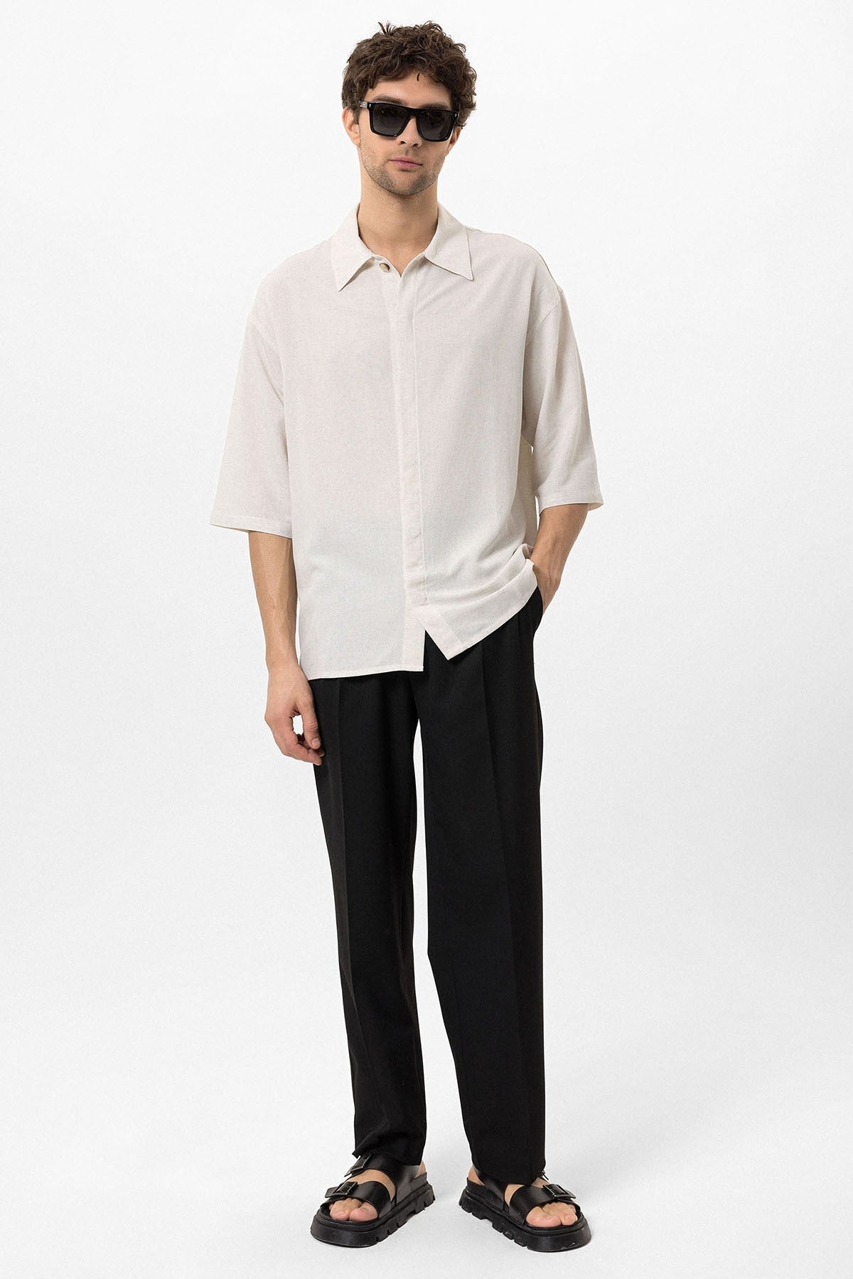 Antioch Fakir Sleeve Hidden-Button Closure Oversized Men's Shirt