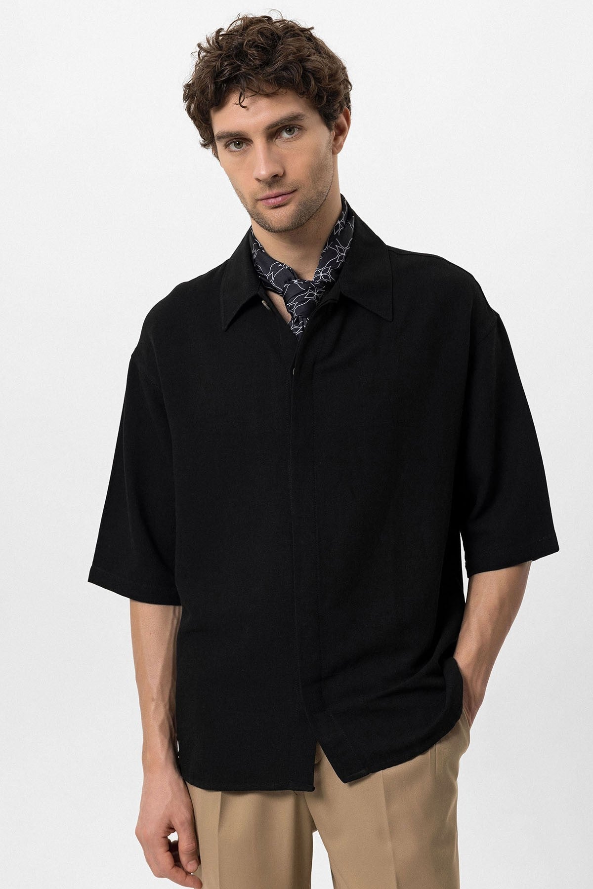 Antioch Fakir Sleeve Hidden-Button Closure Oversized Men's Shirt